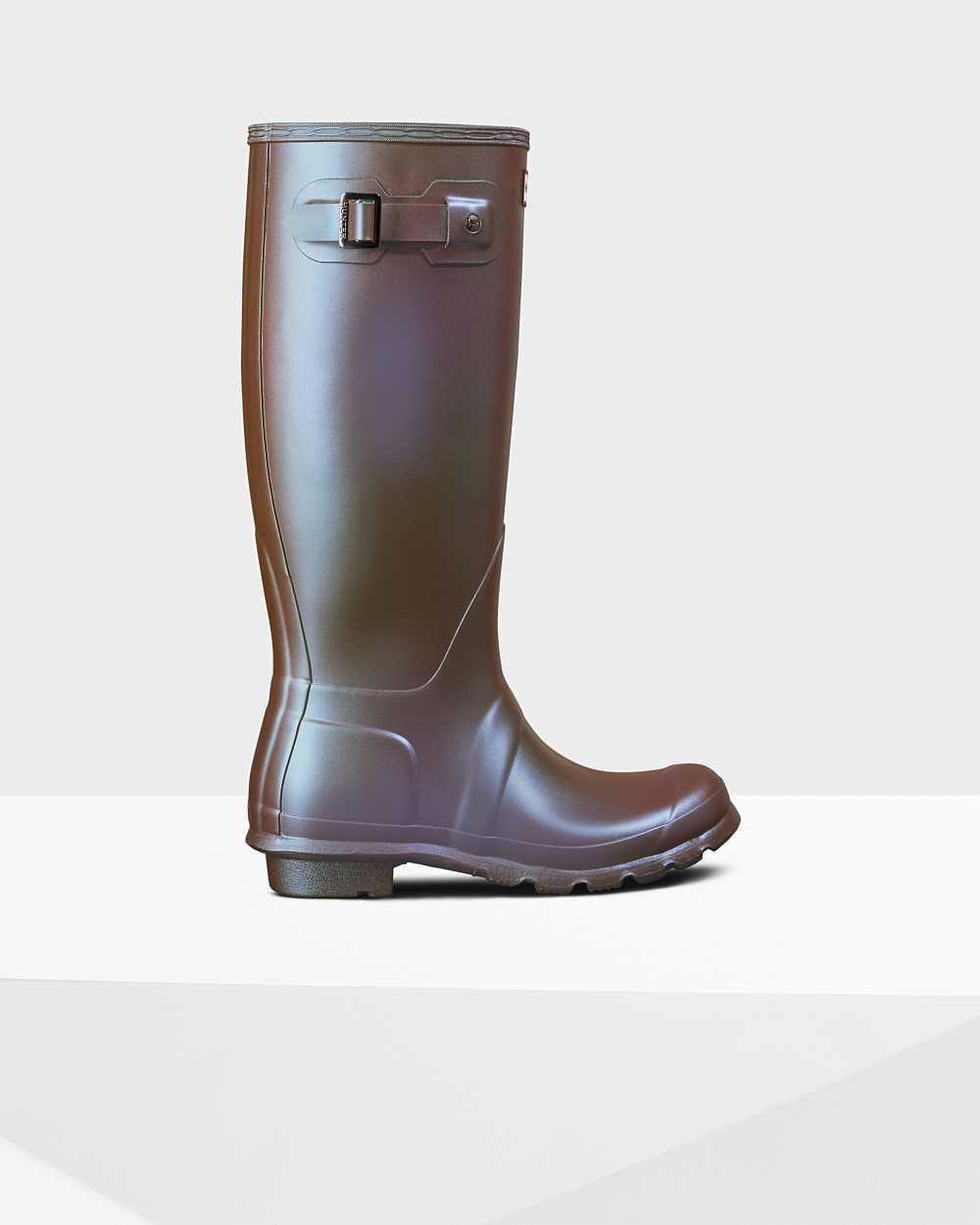 Womens Hunter Original Nebula Tall Rain Boots Brown | UFOYXK-390